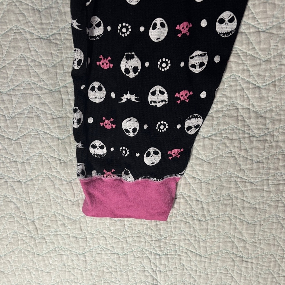 Disney Black and Pink Skull Pajama Pants & Shirt Jack Skellington Nightmare Xmas - Picture 6 of 7